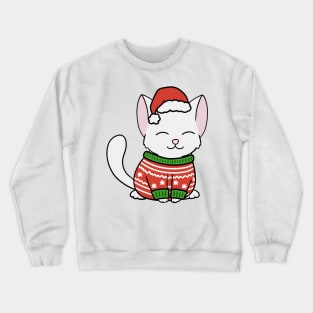 Christmas Sweater White Cat Crewneck Sweatshirt